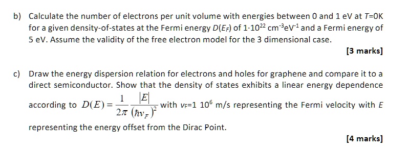 Calculate the number of electrons per unit volume with energies between ...