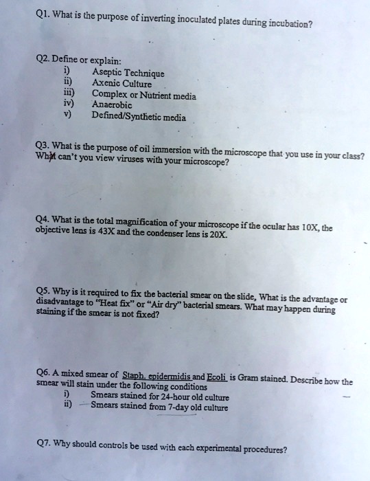 SOLVED Q1. What is the purpose of inverting inoculated plates during