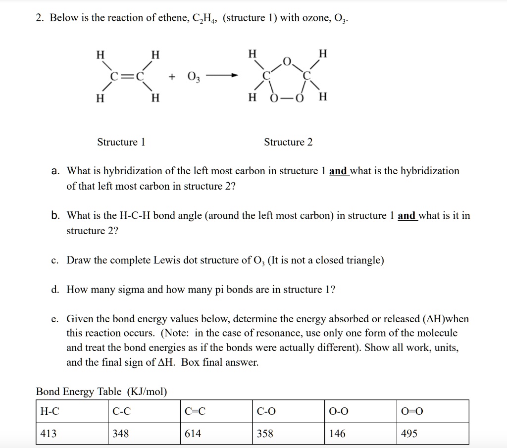 SOLVED Below is the reaction of ethene C2H4 structure 1 with