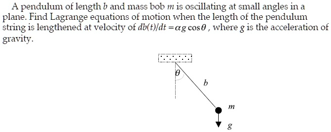 SOLVED: A Pendulum Of Length B And Mass Bob M Is Oscillating At Small ...