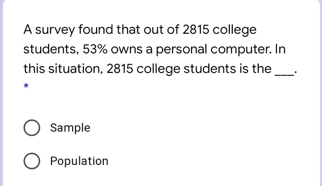 SOLVED: A survey found that out of 2815 college students, 53% owns a ...