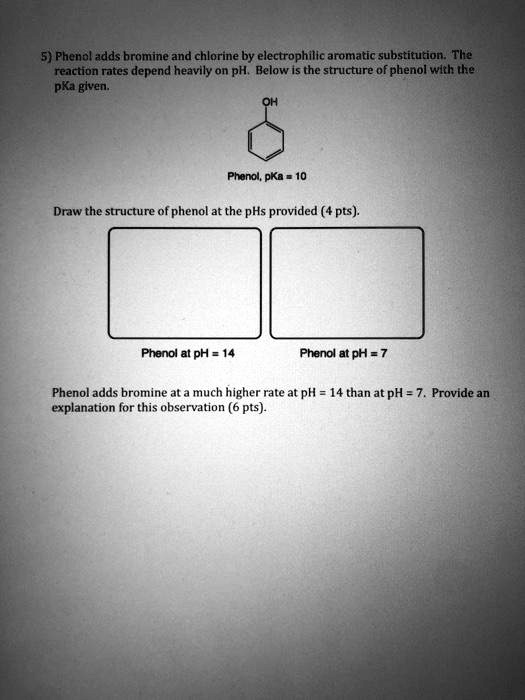 SOLVED 5 Phenol adds bromine and chlorine by electrophilic aromatic substitution The reaction