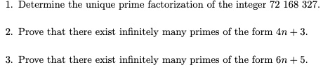 prove that there are infinitely many primes of the form 4n 3