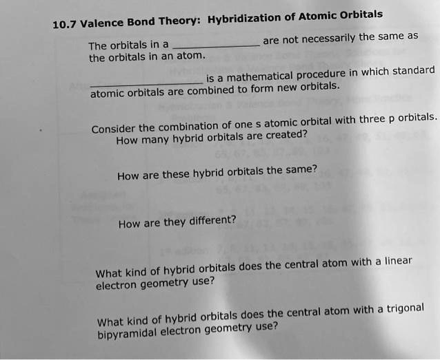 107 valence bond theory hybridization of atomic orbitals the orbitals ...