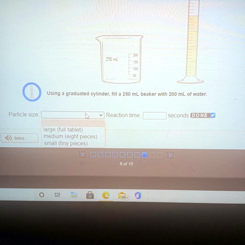 SOLVED Please help ASAP!!!!!!!! 200 250 mL Using a graduated cylinder
