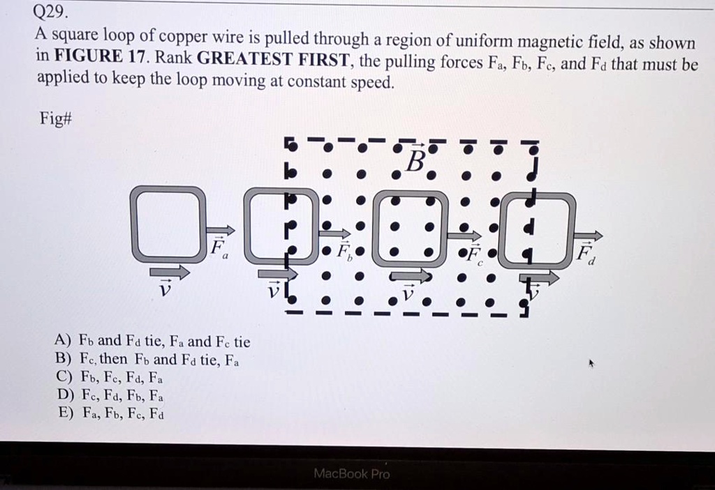 q29 a square loop of copper wire is pulled through a region of uniform ...