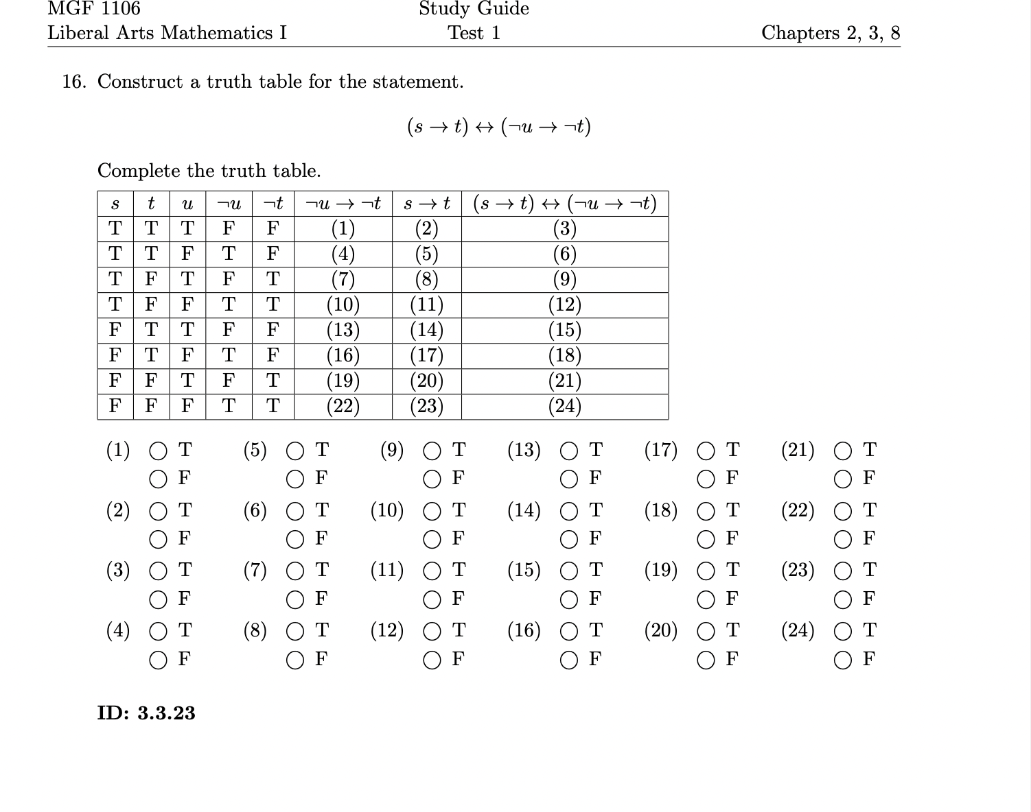 SOLVED: MGF 1106 Study Guide Liberal Arts Mathematics I Test 1 Chapters ...