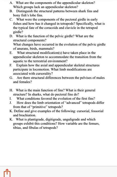 SOLVED: A. What are the components of the appendicular skeleton? Which