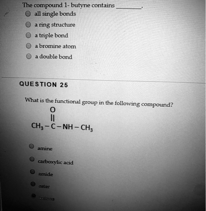 SOLVED The compound 1 butyne contains all single bonds ring structure