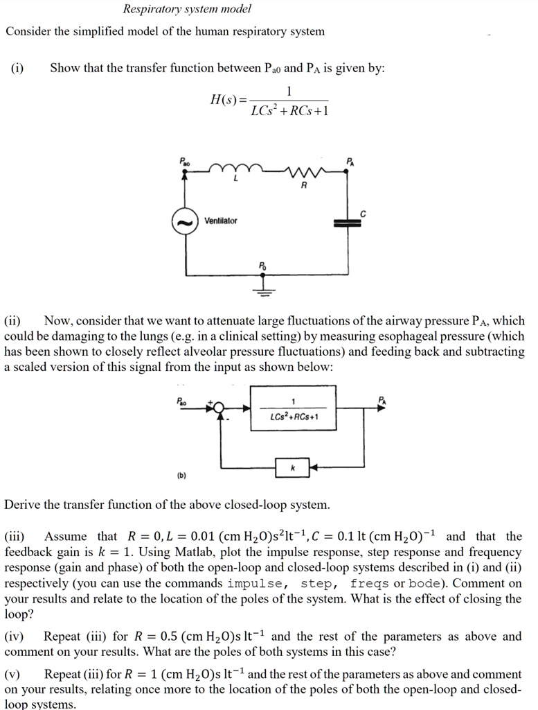 Pa Using Respiration Respiratory system model Consider the simplified model of the human ...