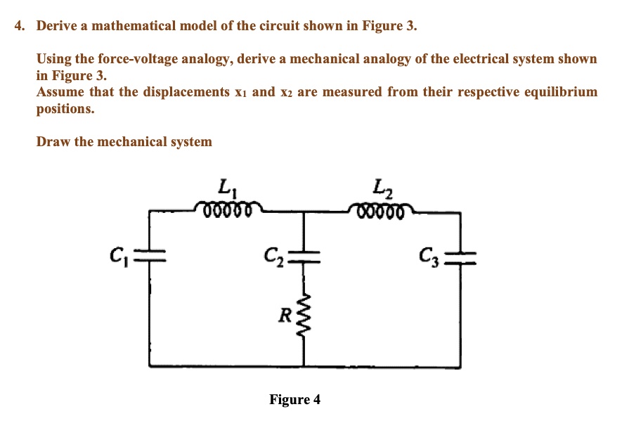 4. Derive a mathematical model of the circuit shown in Figure 3. Using ...