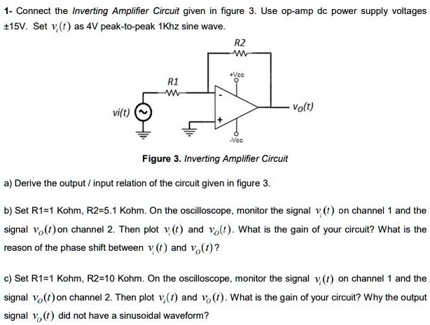 1- Connect the Inverting Amplifier Circuit given in figure #15V. Set v ...