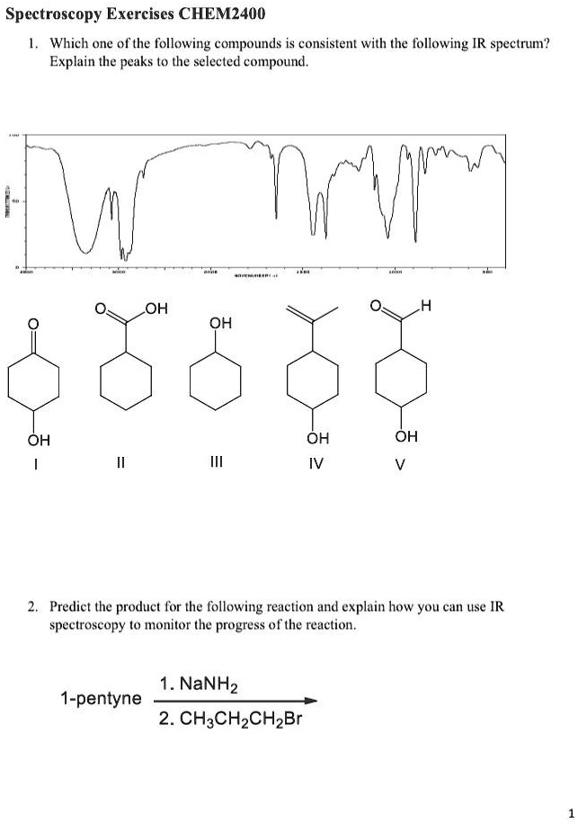 SOLVED: Spectroscopy Exercises CHEM2400: Which One Of The Following ...