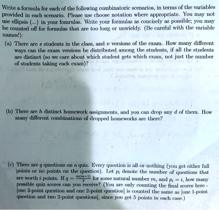 SOLVED Write a formula for each of the following combinatoric