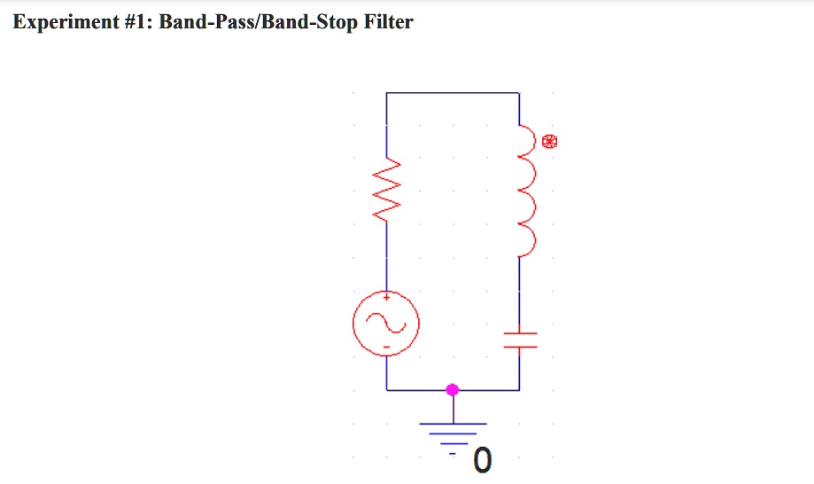 The simple RLC series circuit in Experiment 1 (shown below) features a