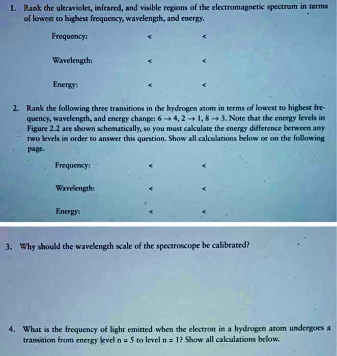 SOLVED Rank the ultraviolet, infrared, and visible regions of the