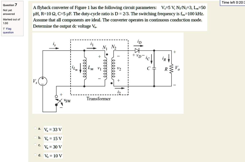 SOLVED A flyback converter of Figure 1 has the following circuit