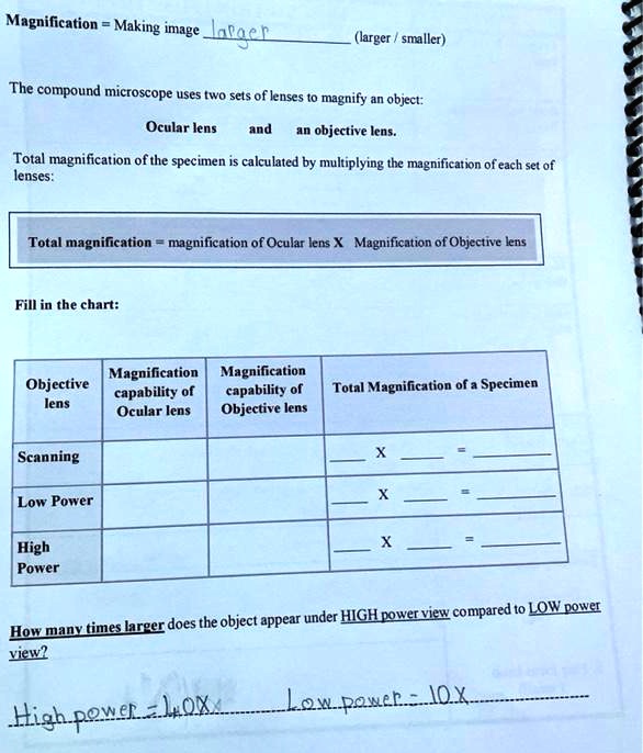 SOLVED Magnification = Making an image larger or smaller The compound