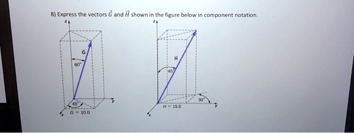 express the vectors g and h shown inthe figure below component notation 39314