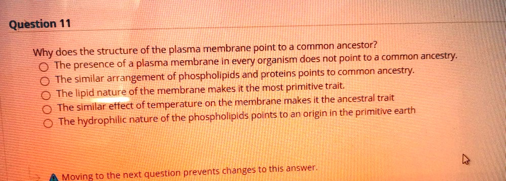 SOLVED: Question 11 Why does the structure of the plasma membrane point ...