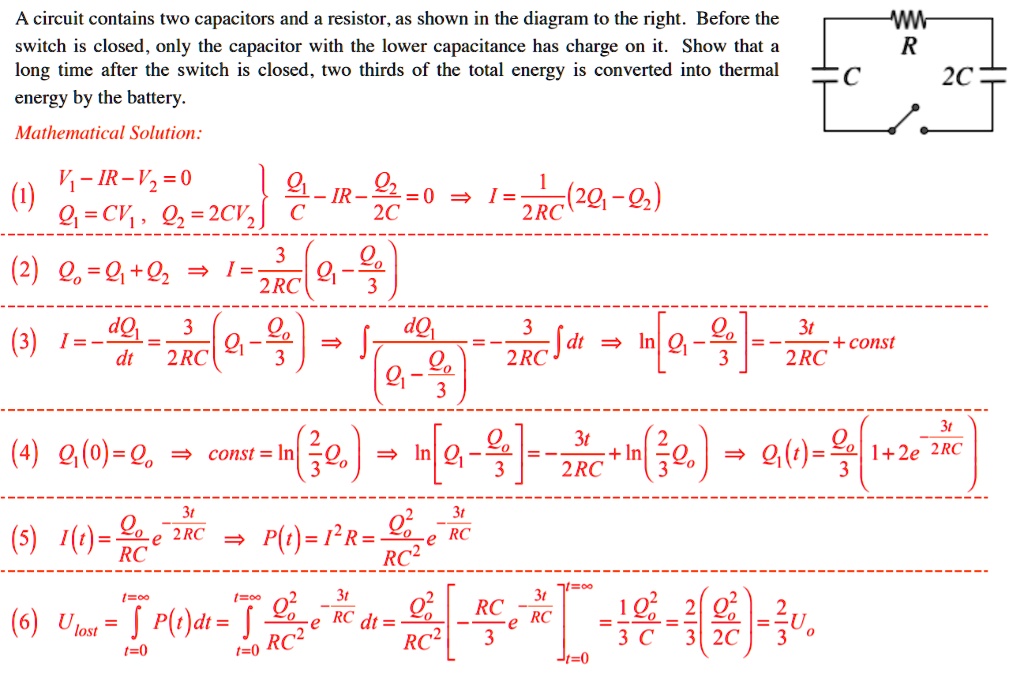 SOLVED: A circuit contains two capacitors and a resistor, as shown in ...