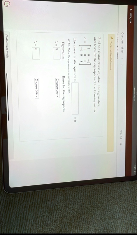 find the characteristic equation the eigenvalues and bases for the eigenspaces of the following matrix a beginbmatrix 1 0 2 0 0 0 4 0 8 endbmatrix the characteristic equation is note enter t 34496