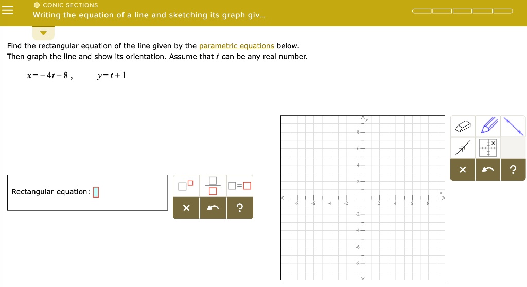 Conic sections writing the equation of iine and sketching...