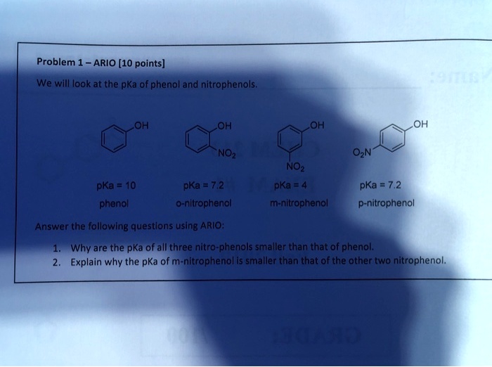 Solved Problem 1 Ario 10 Points We Will Lookat The Pka Of Phenol And Nitrophenols Oh Oh Oh 0954