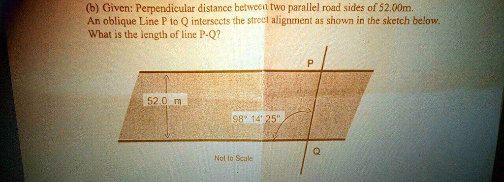SOLVED: Given: Perpendicular distance between two parallel road sides ...