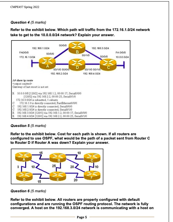 Curve Router Path Question 4 (5 marks) Refer to the exhibit below. Which path will ...