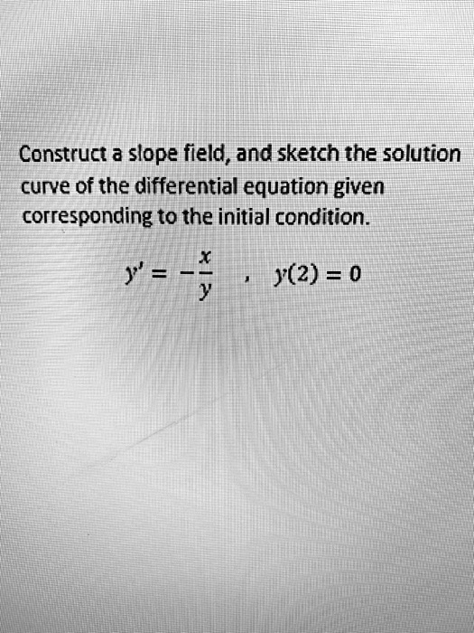 SOLVED: Construct a slope field, and sketch the solution curve of the ...
