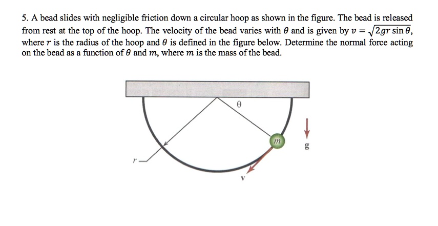 Friction Bead Problem SOLVED: A bead slides with negligible friction down a circular hoop as ...