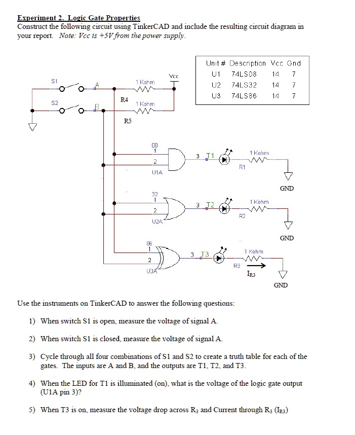 SOLVED: Experiment 2: Logic Gate Properties Construct the following