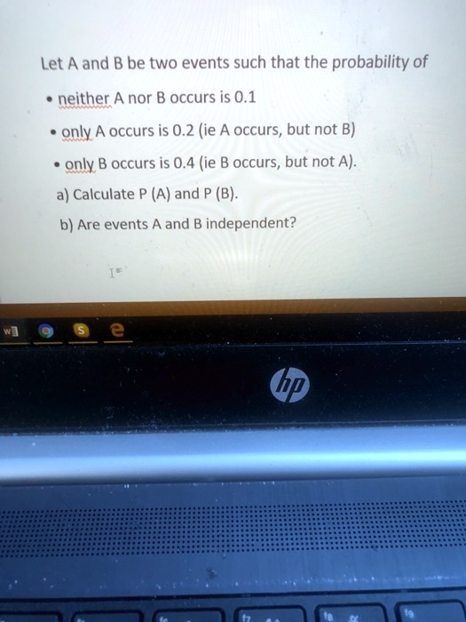 SOLVED:Let A And B Be Two Events Such That The Probability Of Neither A ...