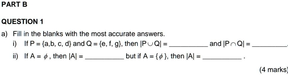 Solved Part B Question 1 A Fill In The Blanks With The Most Accurate Answers I If P A B C D And Q E F G Then Ipuql And Ipoq