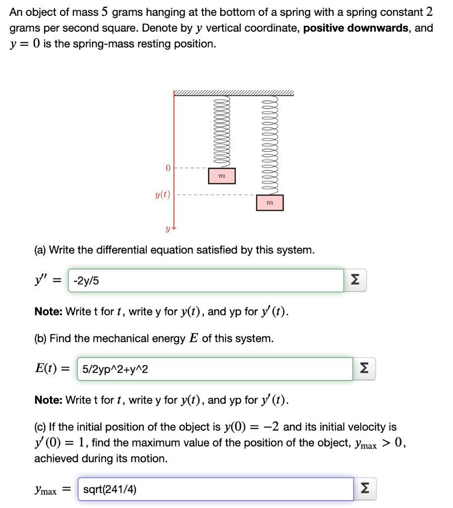 VIDEO solution: An object of mass 5 grams is hanging at the bottom of a ...