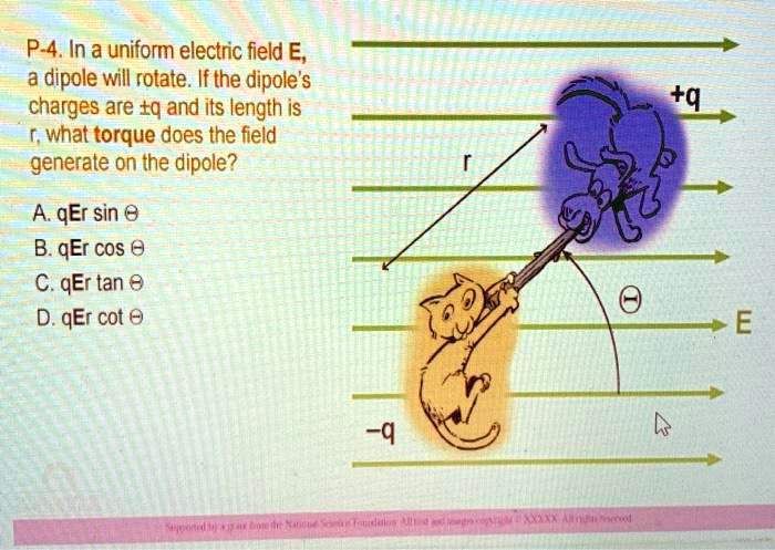 SOLVED:P-4, In a uniform electric field E, a dipole will rotate. If the ...