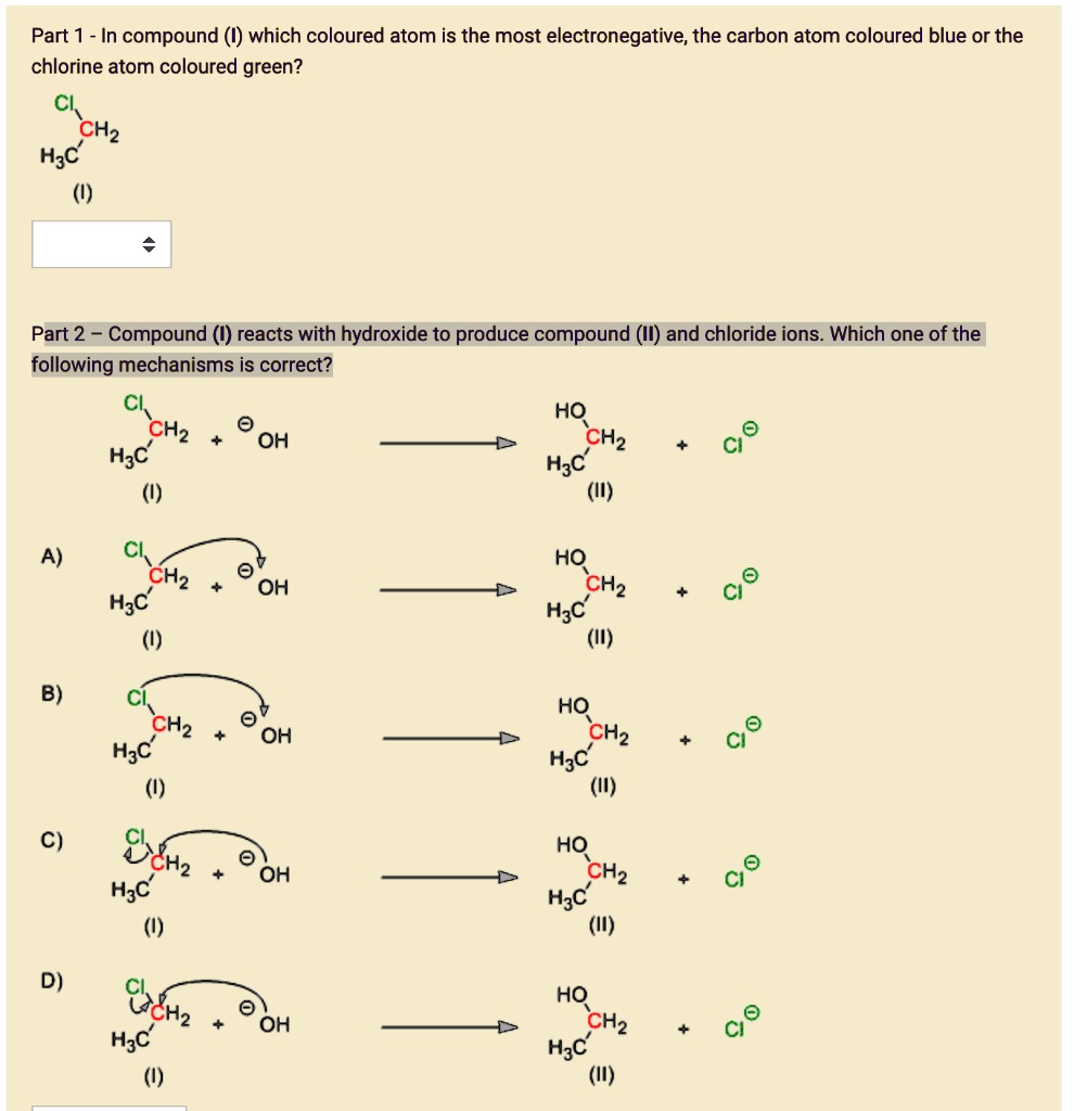 SOLVED Part 1 In compound (V) which coloured atom is the most