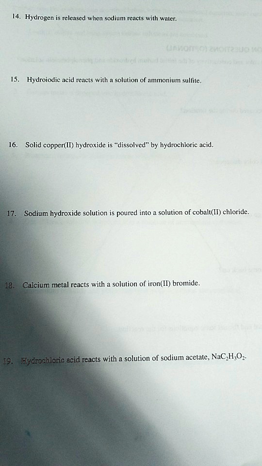 SOLVED Hydrogen is released when sodium reacts with waler