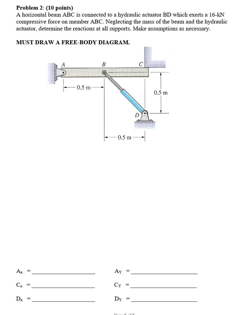 SOLVED: Problem 2: (10 Points) A Horizontal Beam ABC Is Connected To A ...