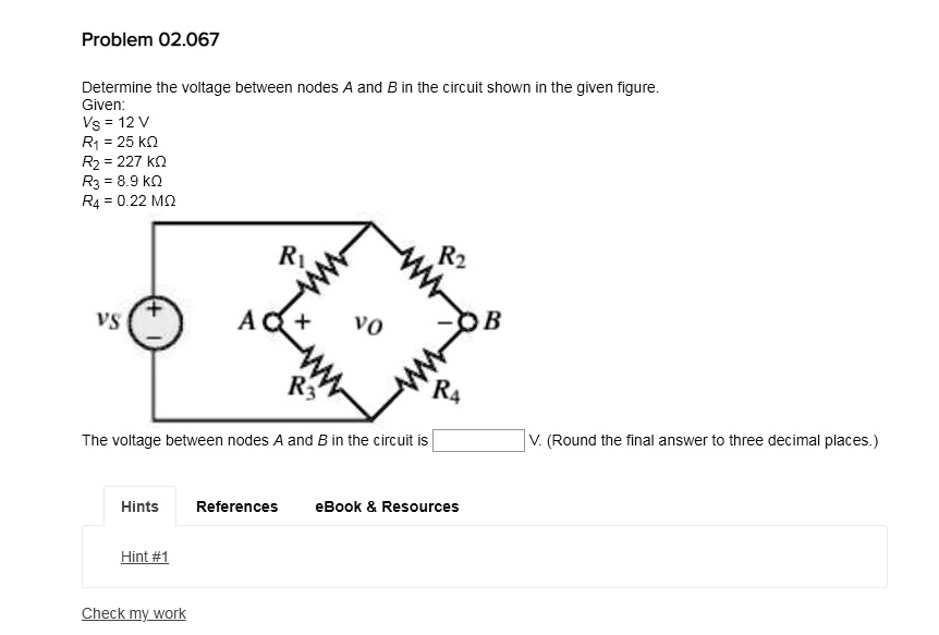 SOLVED: Problem 02.067 Determine the voltage between nodes A and B in ...