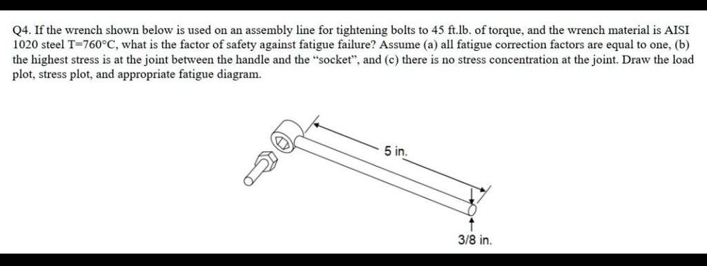 SOLVED: Q4. If the wrench shown below is used on an assembly line for ...