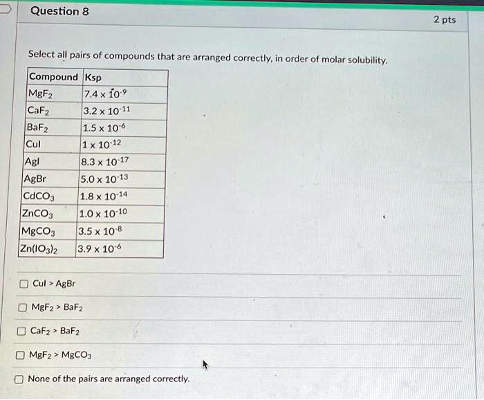 SOLVED Select all pairs of compounds that are arranged correctly