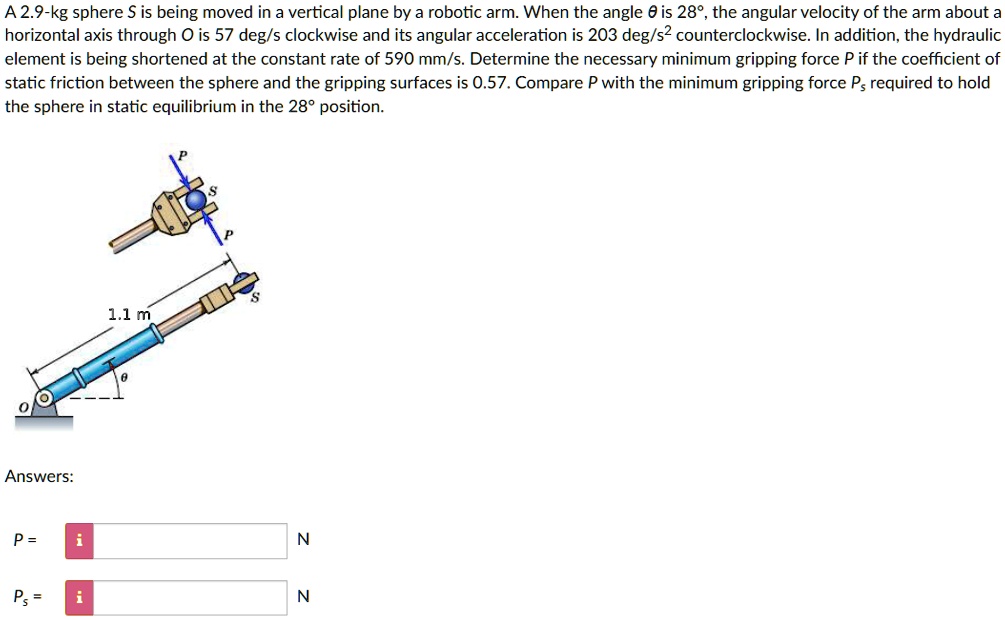 SOLVED: A 2.9-kg sphere S is being moved in a vertical plane by a ...