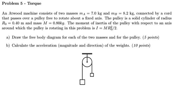 SOLVED: Problem 5 Torque An Atwood machine consists of twO Iasses IA 7. ...