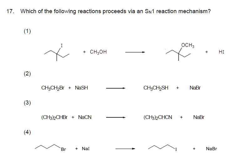 Solved 17 Which Of The Following Reactions Proceeds Via An Sn1