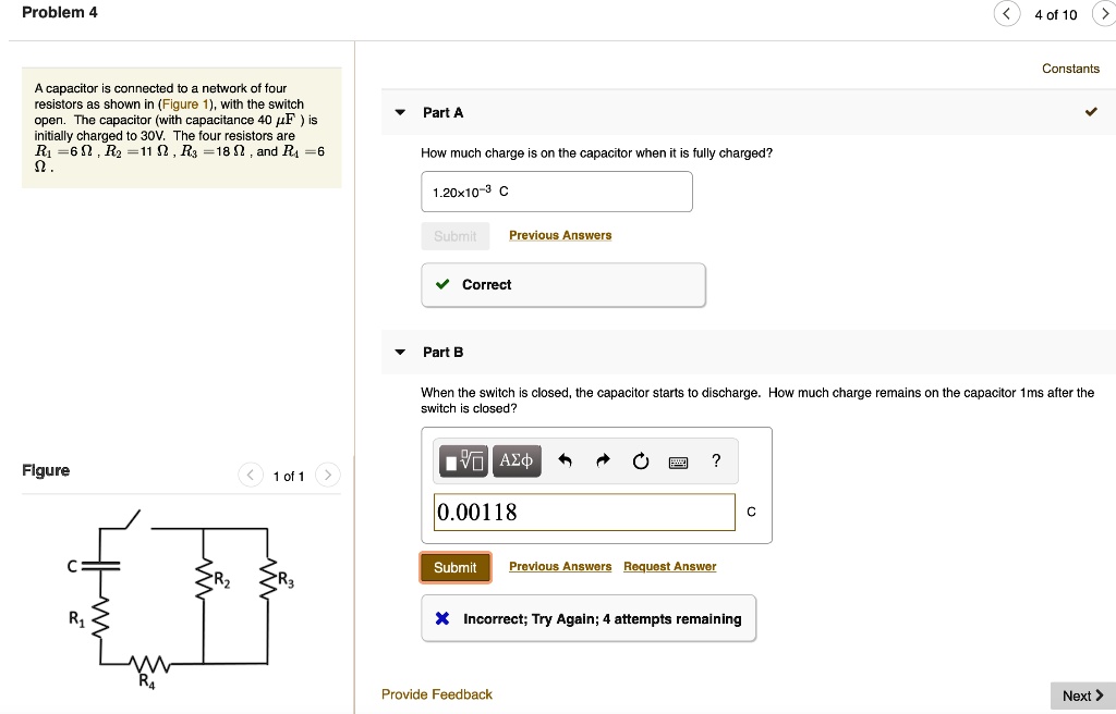 SOLVEDProblem 4 of 10 Constants capacitor is connected network of four