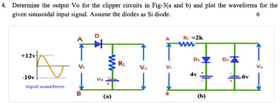 SOLVED: Determine the output Vo for the clipper circuits in Fig-3(a and ...