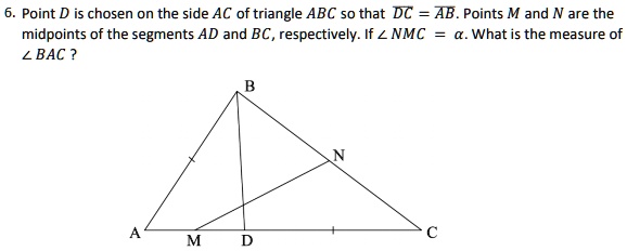 SOLVED: 6. Point D is chosen on the side AC of triangle ABC s0 that DC ...