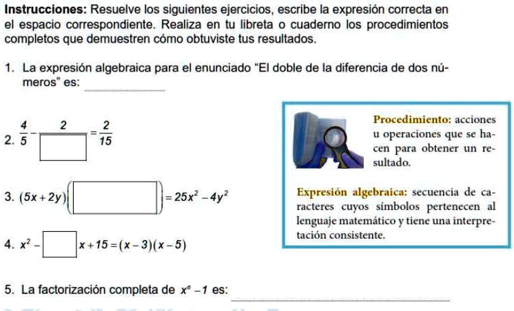 SOLVED: Escribe la expresión correcta Instrucciones: Resuelve los